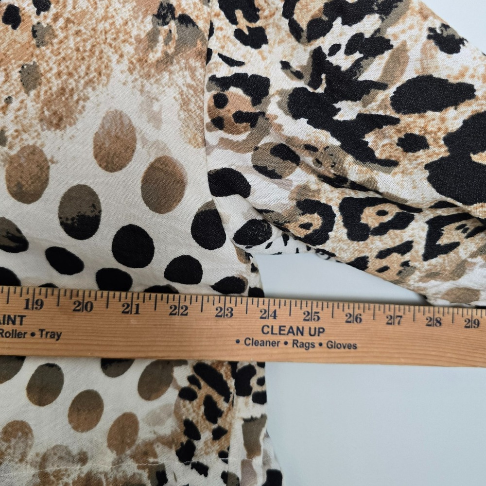 Chicos Womens Animal Print Longline Jacket Size XL Leopard‎ Lightweight Mob Wife - Picture 15 of 15
